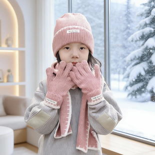 女童帽子秋冬季洋气时髦毛线帽套装保暖护耳儿童针织帽超好看女孩