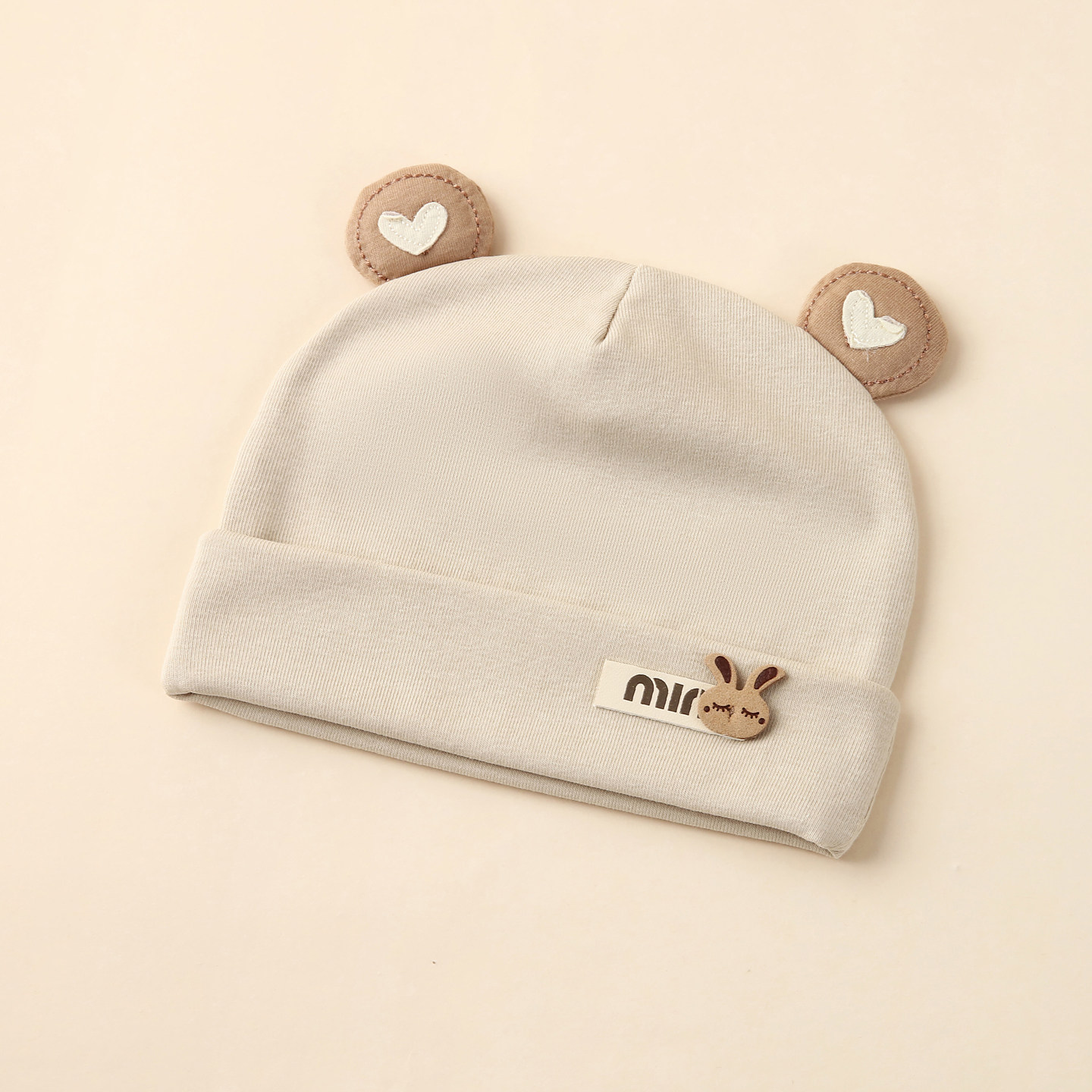 婴儿帽子0到3个月胎帽秋冬季宝宝遮囟门帽六个月外出洋气满月可爱