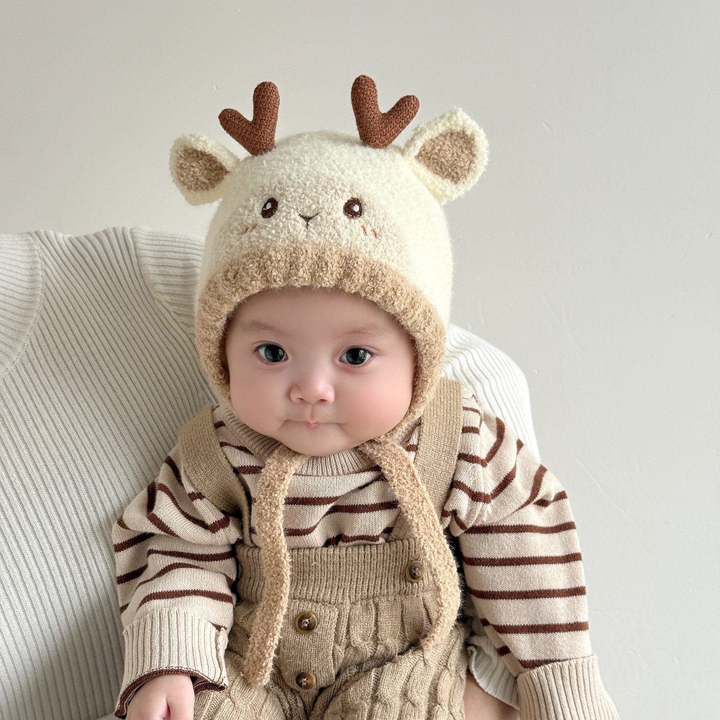 宝宝帽子秋冬季保暖洋气好看毛绒帽护耳男宝女宝毛线帽婴儿针织帽