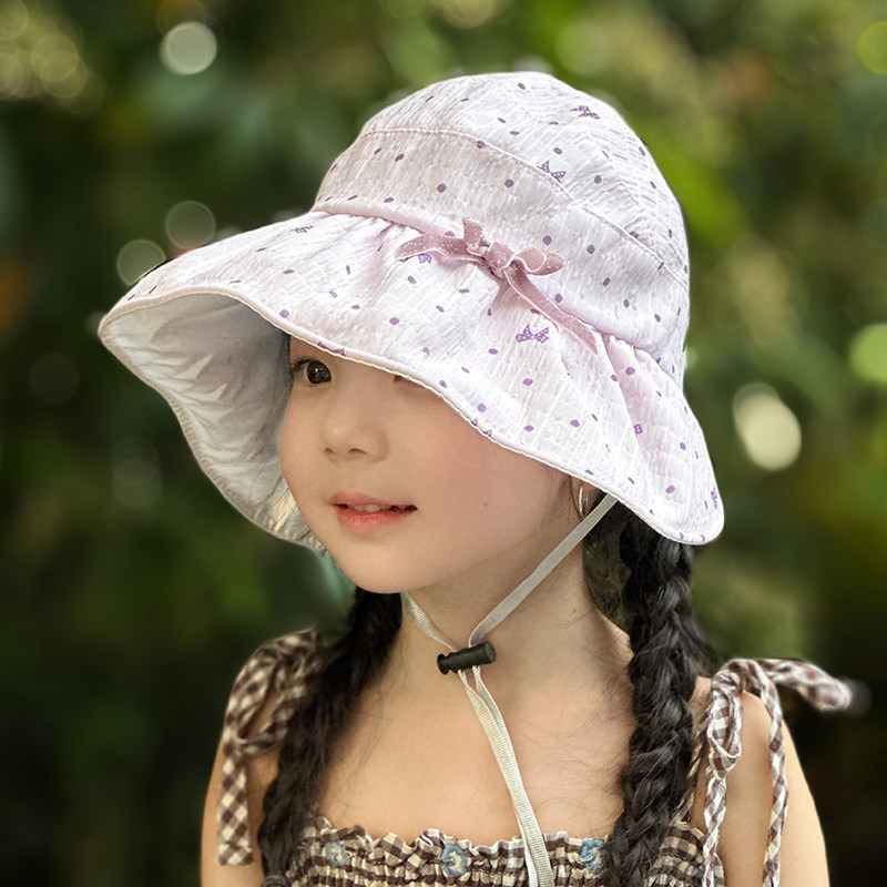儿童防晒帽女孩夏季遮阳帽空顶大帽檐防紫外线女童太阳帽宝宝帽子