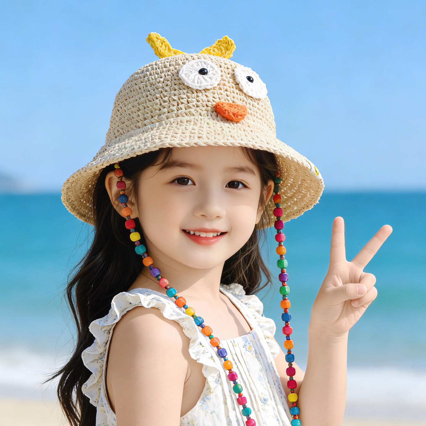 儿童帽子女孩大帽檐渔夫帽夏季