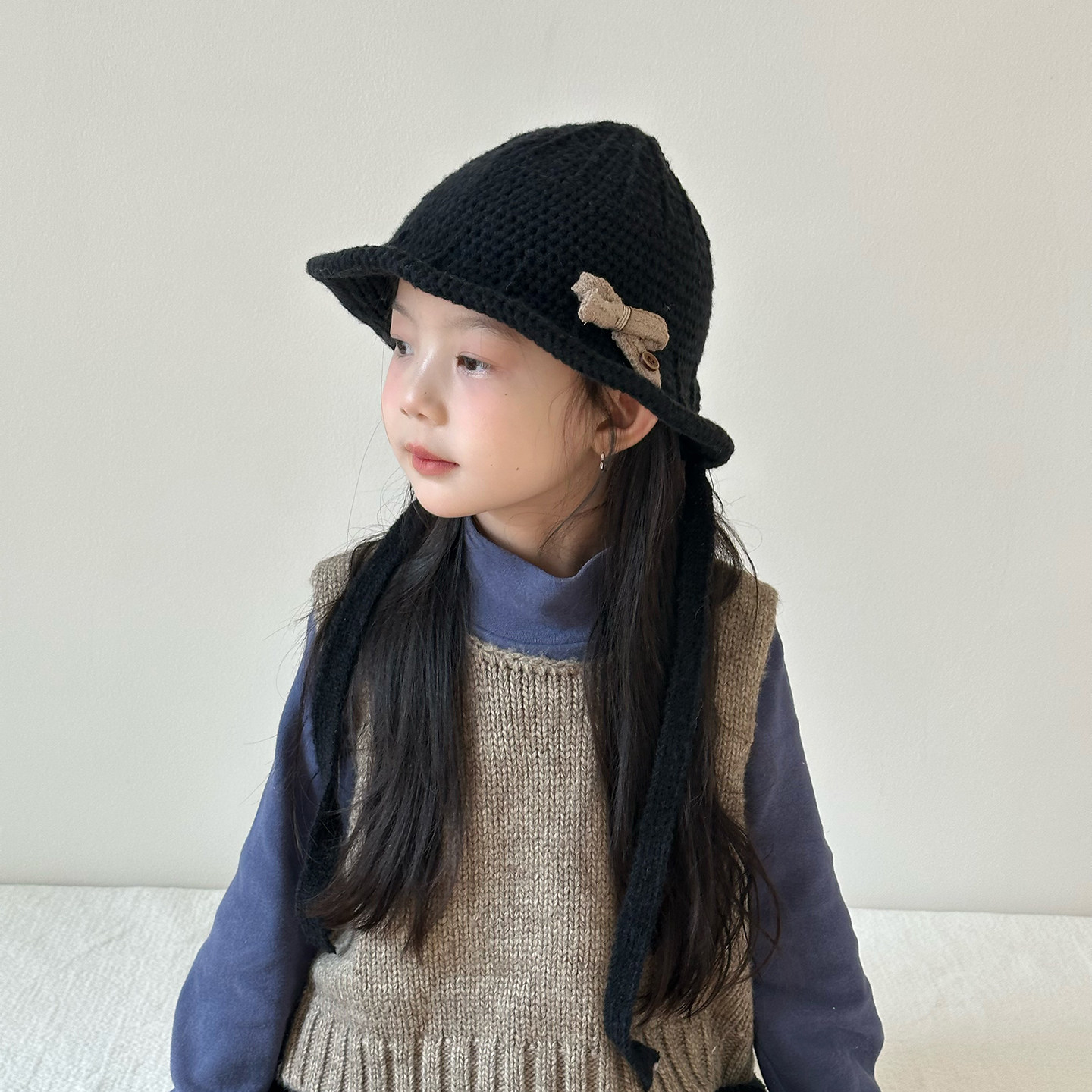 儿童帽子女孩毛线帽甜美洋气