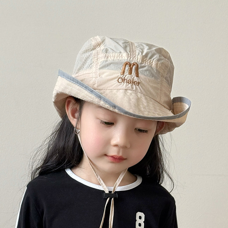 儿童防晒帽子夏季女孩渔夫帽速干薄款遮阳帽女童户外太阳帽登山帽