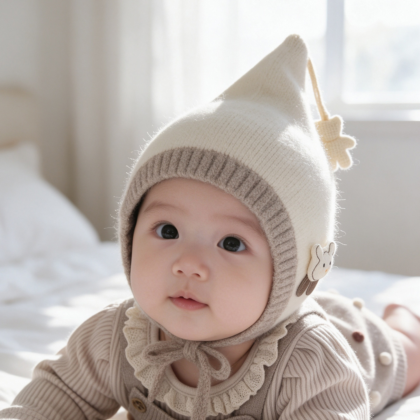 婴儿帽子秋冬季小月龄宝宝毛线帽