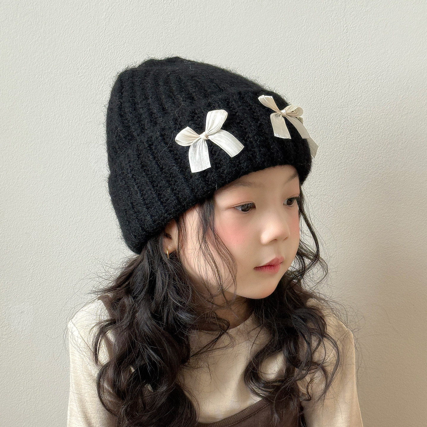 儿童帽子女孩秋冬季保暖防寒户外针织帽女童冬天韩版甜美针织帽潮