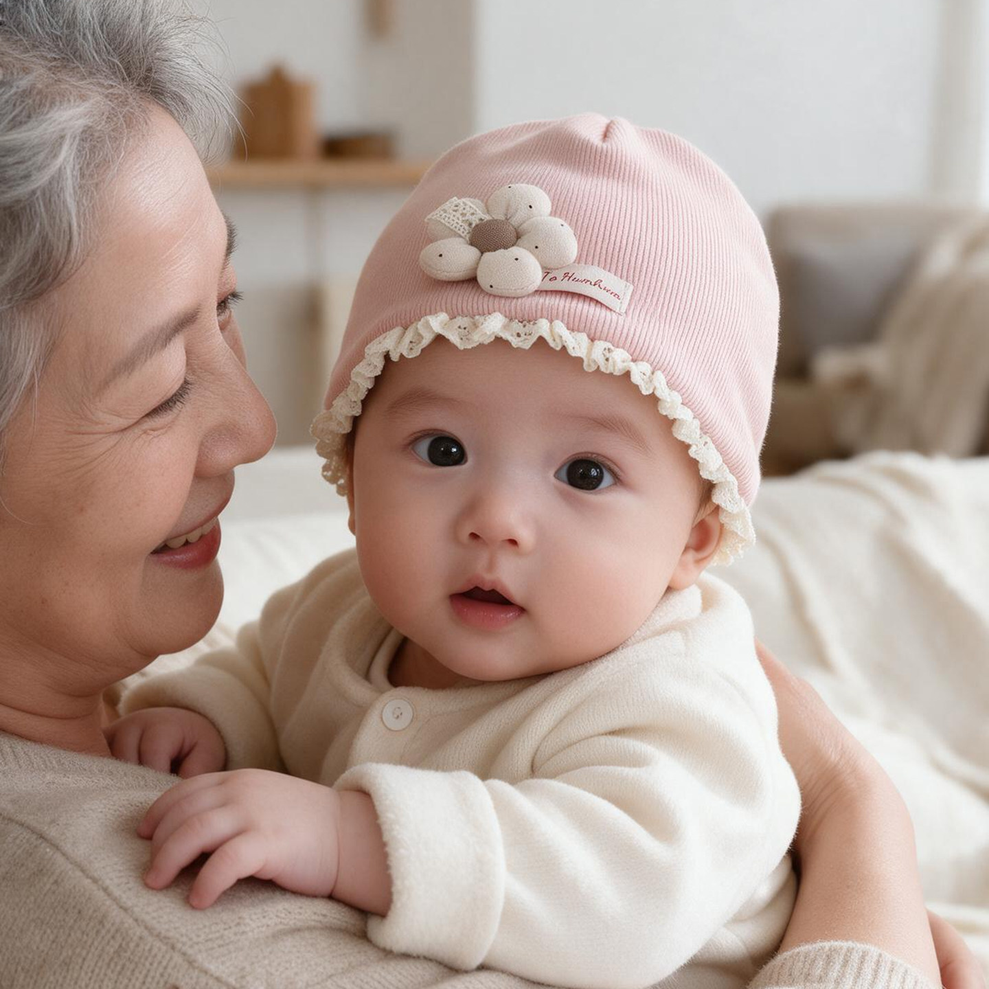 婴儿帽子秋冬季0到3个月新生儿