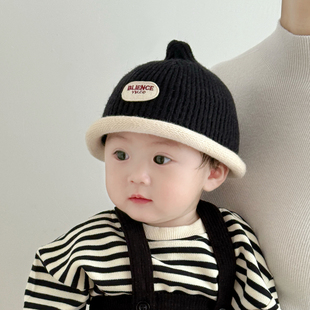 宝宝帽子秋冬季针织帽可爱超萌一岁男宝毛线帽奶嘴帽保暖防风冬天