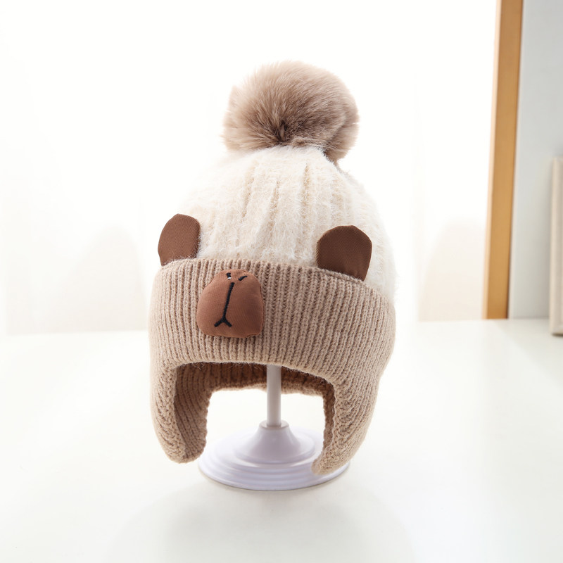 儿童帽子秋冬季2025新款男童卡皮巴拉毛线帽冬款男孩针织帽保暖