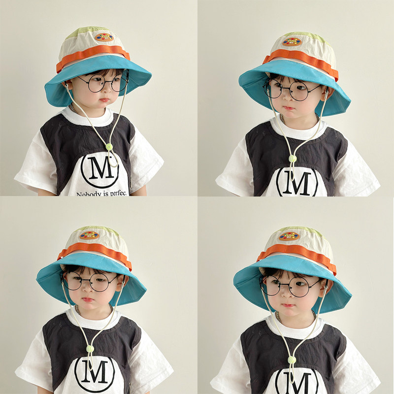 儿童防晒帽子夏季薄款速干渔夫帽防紫外线遮阳帽大帽檐男孩男童