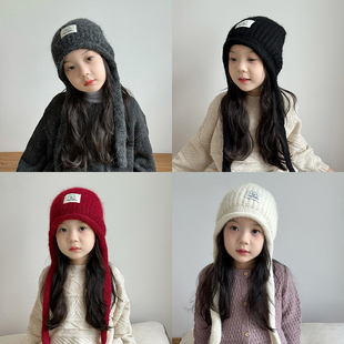 儿童帽子女孩毛线帽2025新款秋冬季女童针织帽洋气保暖护耳冬天帽