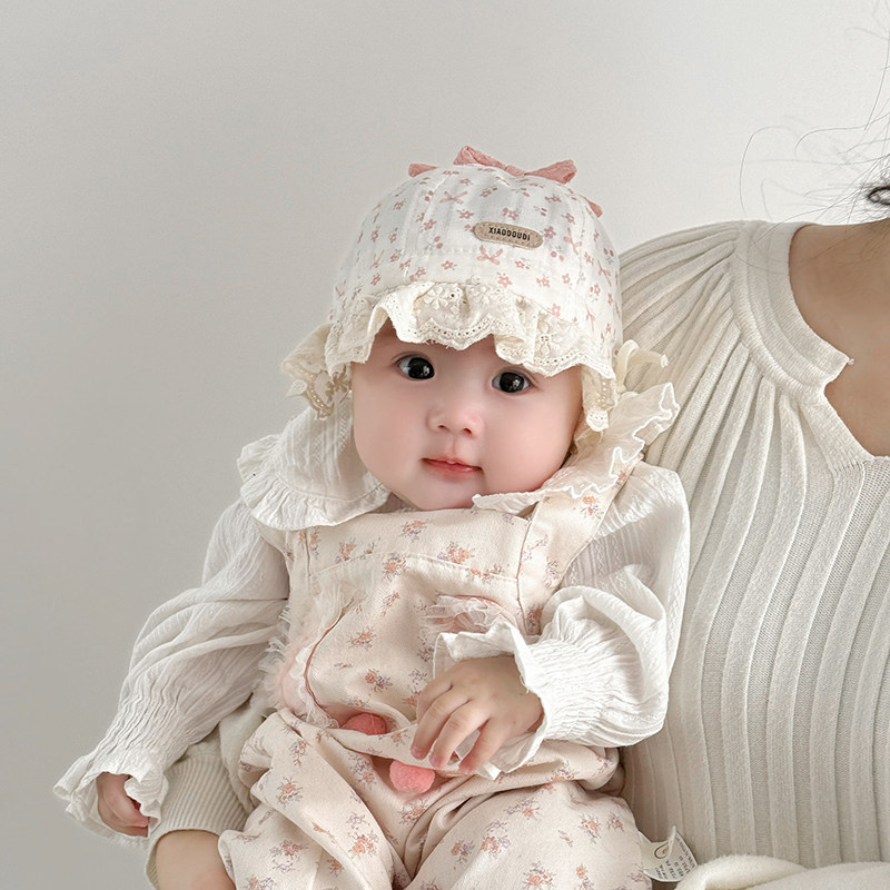 婴儿帽子春秋季女宝宝渔夫帽6到12个月婴幼儿太阳帽遮阳防晒薄款