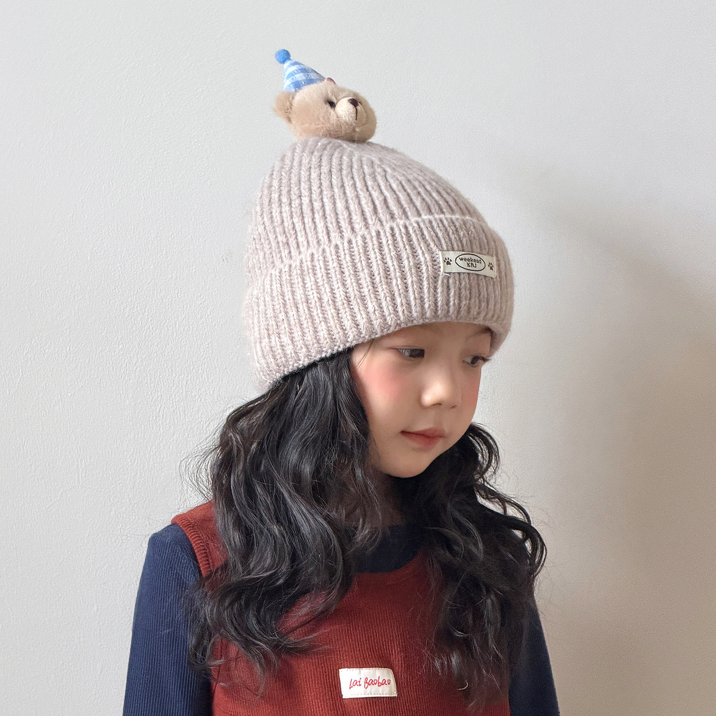 儿童帽子女孩毛线帽秋冬季保暖