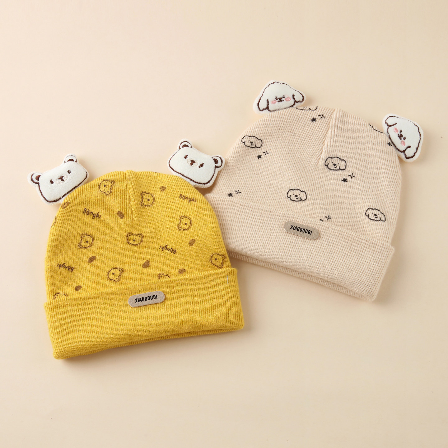 婴儿帽子秋冬季宝宝毛线帽保暖男宝女宝护耳针织帽冬天洋气可爱
