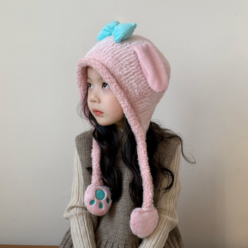 儿童帽子女孩秋冬季保暖防寒女童毛绒帽可爱洋气冬天护耳针织帽,童装/婴儿装/亲子装,帽子,淘宝优惠券,粉丝福利购,淘宝优惠卷
