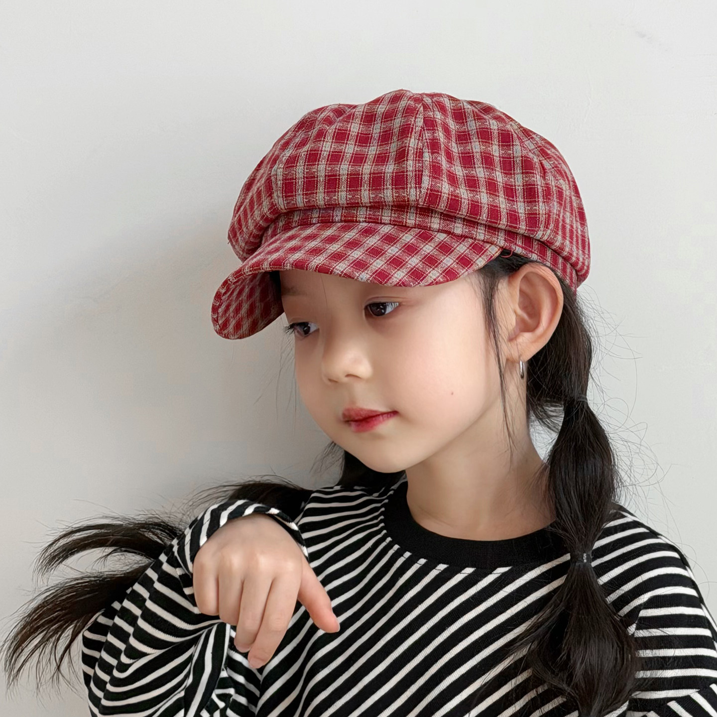 儿童帽子女孩复古报童帽八角帽