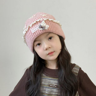 女童帽子2025新款冬季毛线帽保暖防寒儿童户外针织帽女孩洋气时髦
