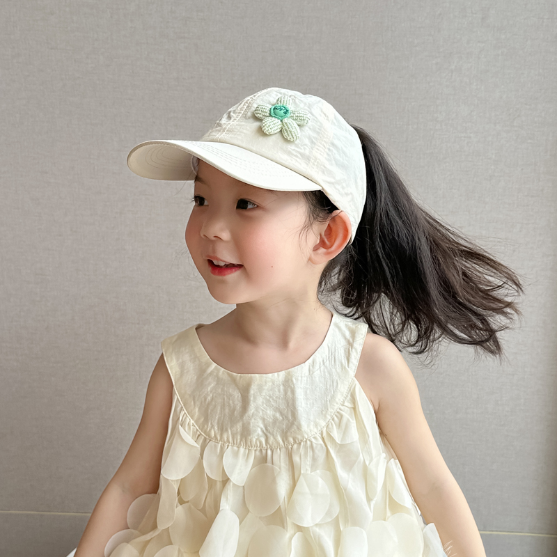 儿童帽子夏季薄款防晒帽女童可扎高马尾棒球帽女孩遮阳帽2025新款
