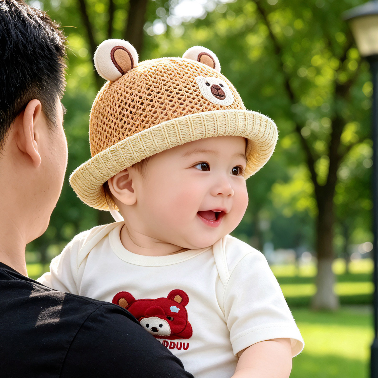 婴儿遮阳帽夏季户外薄款透气草帽可爱洋气时髦宝宝防晒男宝小月龄
