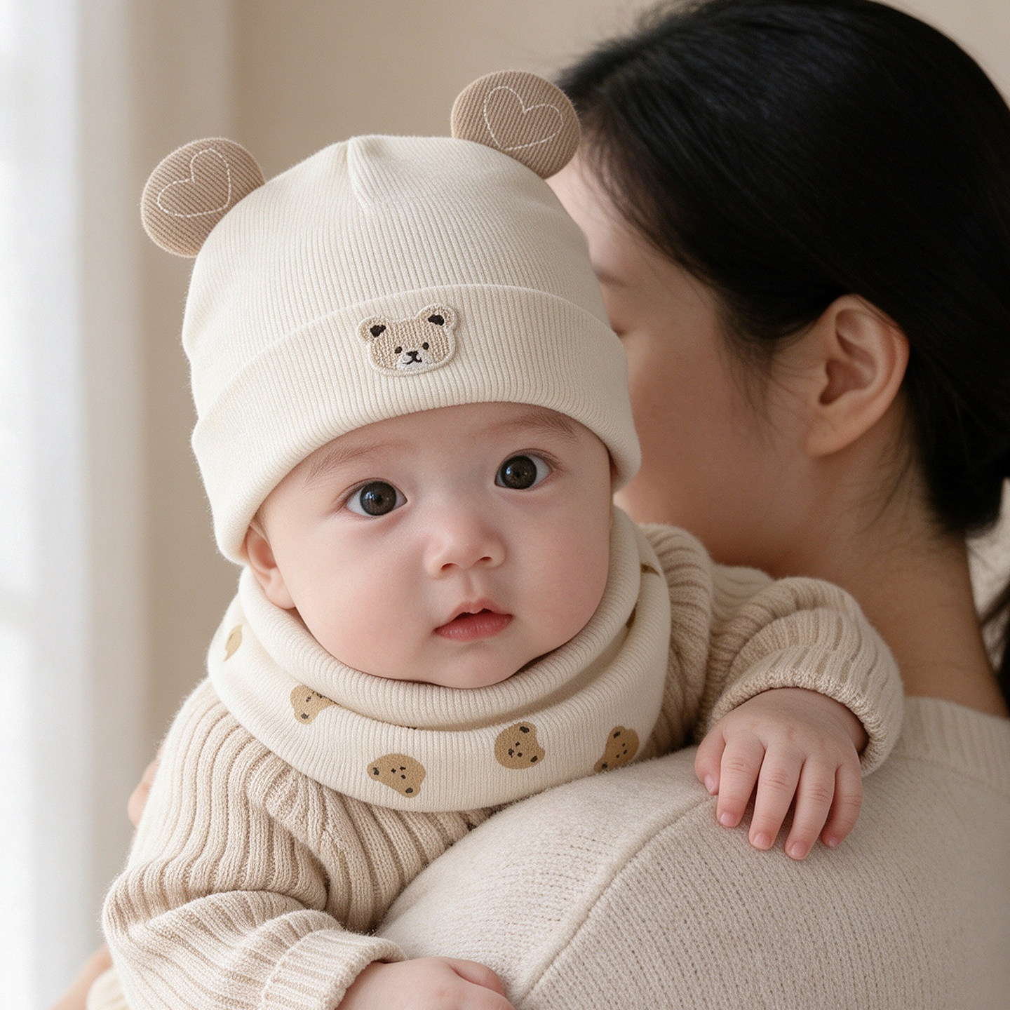 婴儿帽子秋冬季保暖毛线帽