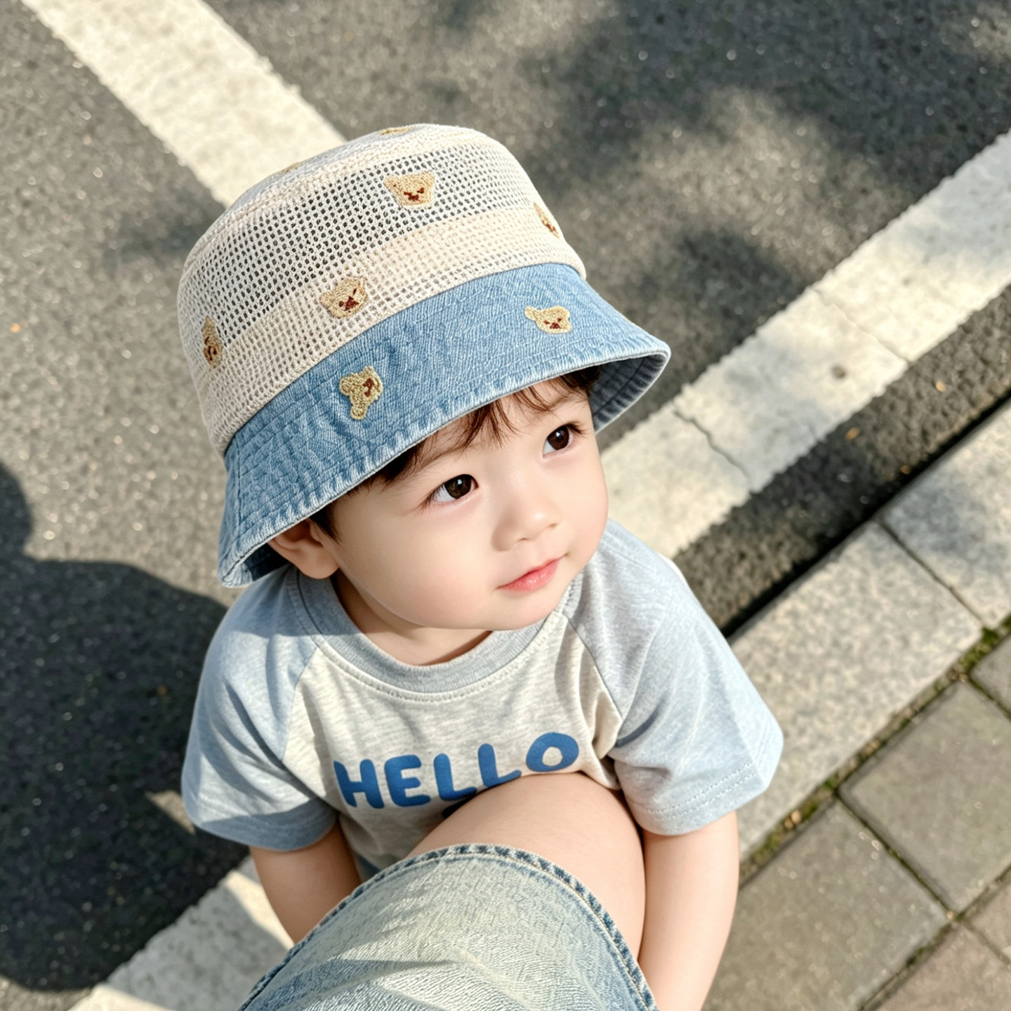 儿童防晒帽夏薄款男孩渔夫帽韩版