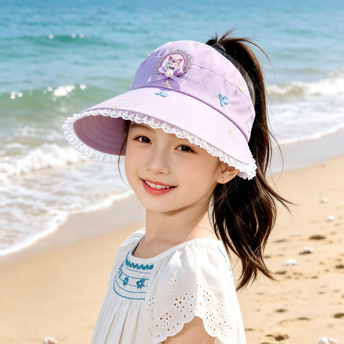 库洛米儿童防晒帽女童夏季大帽檐