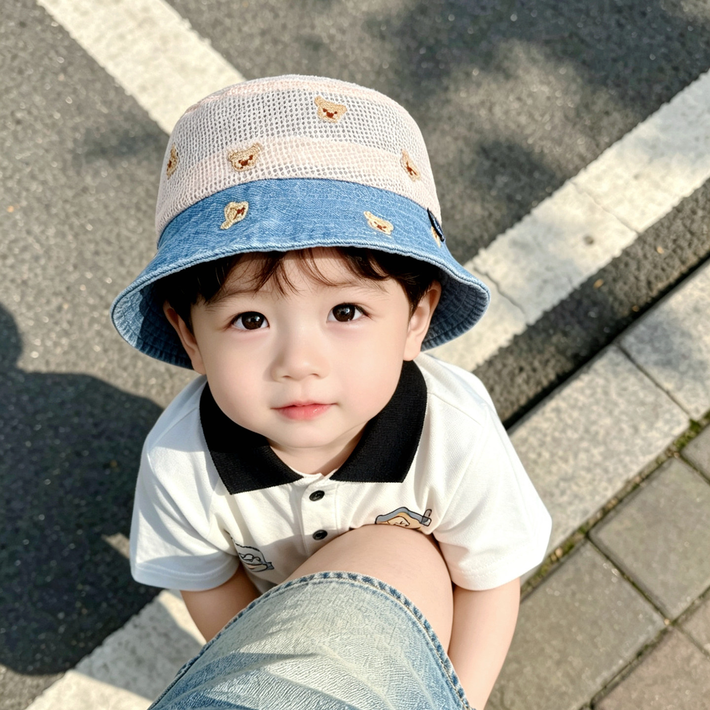 儿童防晒帽夏薄款男孩渔夫帽韩版