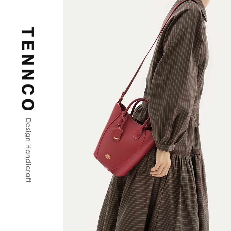 tennco原创真皮花瓣水桶包