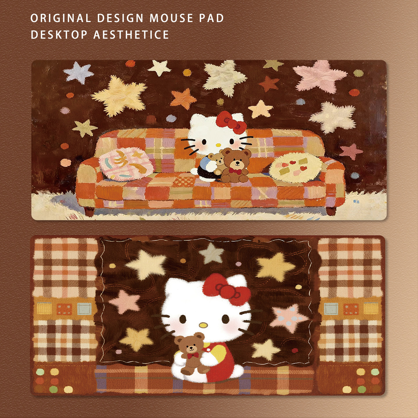 美拉德暖系可爱卡通鼠标垫超大号女生高颜值电脑键盘办公桌垫工位