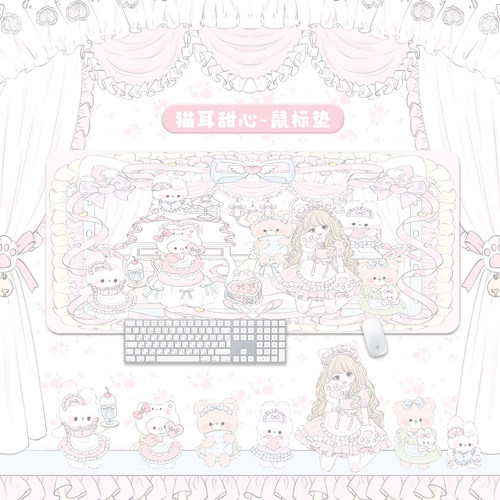 原创少女心猫耳可爱鼠标垫