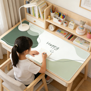 莫兰迪绿色护眼学生课桌学习桌垫书桌皮革防油防水写字台宿舍桌布