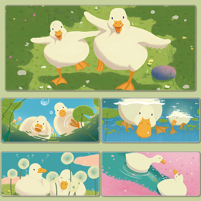 柯尔鸭鼠标垫超大号治愈系女生可爱卡通笔记本办公电脑学习书桌垫