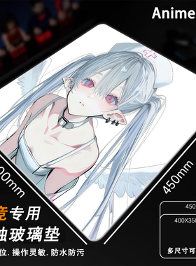 二次元 FPS电竞专用微蚀刻钢化玻璃鼠标垫CS游戏打瓦APEX均衡定位