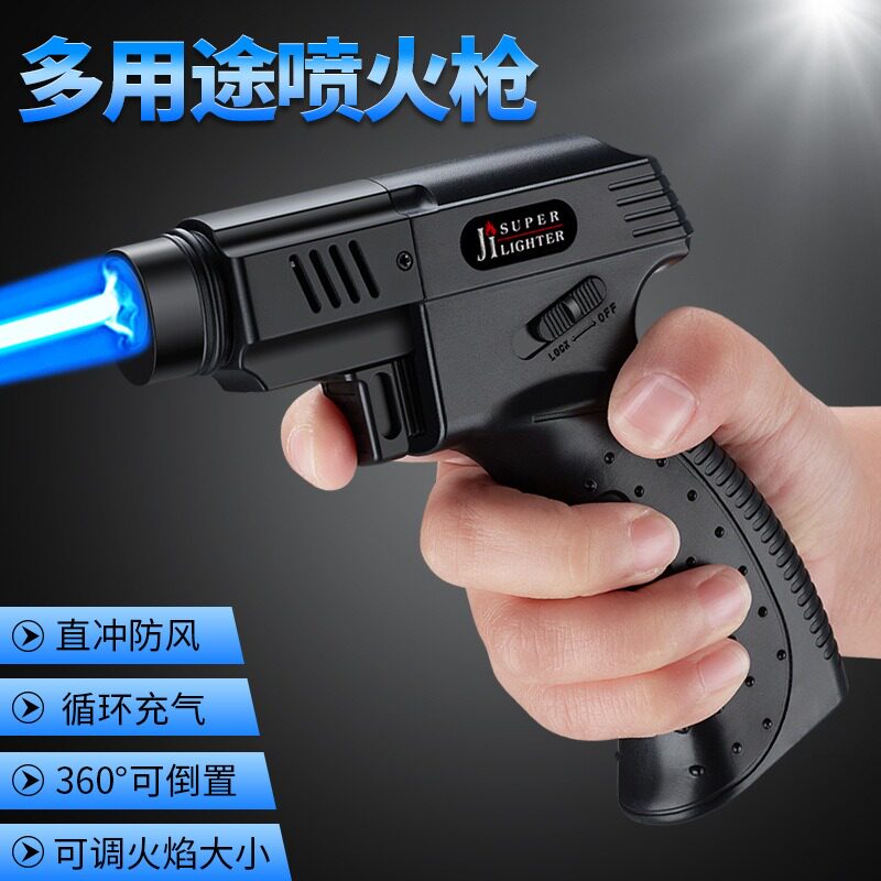 手握式高温焊枪创意枪型点火器充气打火机户外雪茄艾灸烧猪毛烘焙图片