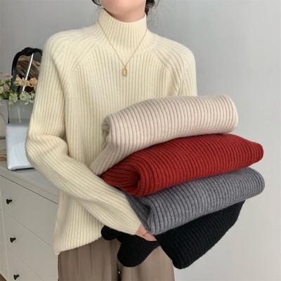 孕妇毛衣秋冬季韩版宽松半高领插肩显瘦加厚北极绒内搭针织打底衫