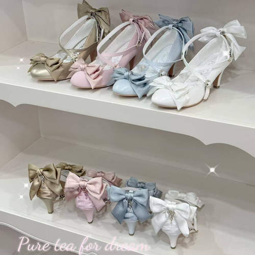 定金|蝴蝶之骨|白茶入梦原创lo高跟鞋交叉缎面蝴蝶结水钻优雅甜美