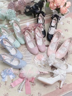 现货|浪漫山茶|白茶入梦原创甜美花边绸带高跟鞋女鞋单鞋