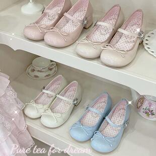 现货|小夜圆圆子|白茶入梦原创蝴蝶结圆头优雅百搭女鞋