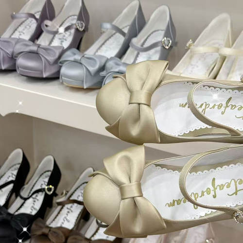定金|天使心结|白茶入梦原创高跟鞋圆头鞋蝴蝶结优雅百搭lo鞋