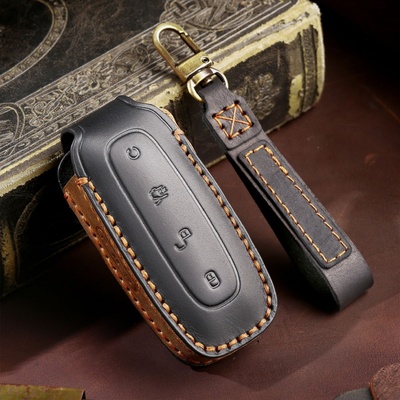 适用腾势D9钥匙套卡片包真皮手工