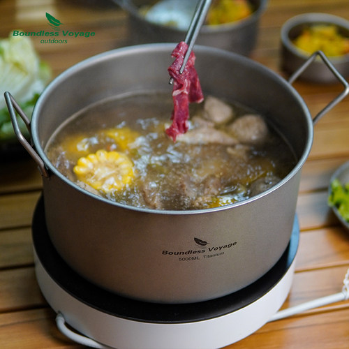必唯5L纯钛锅具户外汤锅烧水壶