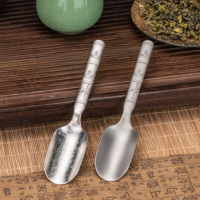 必唯纯钛茶匙精美雕花茶具配件咖啡勺零食甜点小调羹