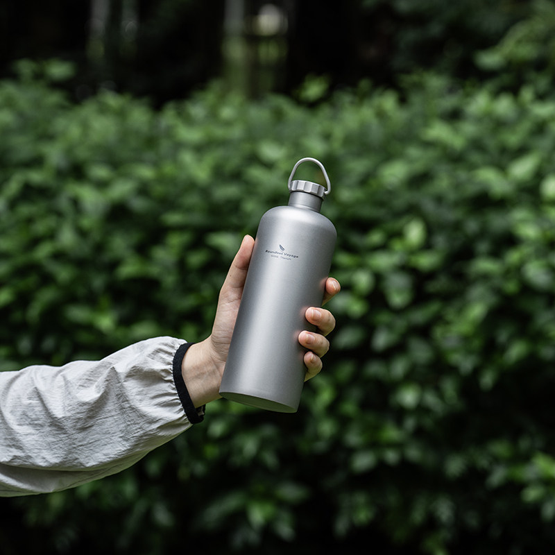 必唯纯钛水壶户外运动水瓶便携式单层露营登山壶600ml骑行徒步