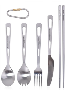 户外家用旅行野餐便携餐具 必唯纯钛餐具筷子刀叉勺子套装