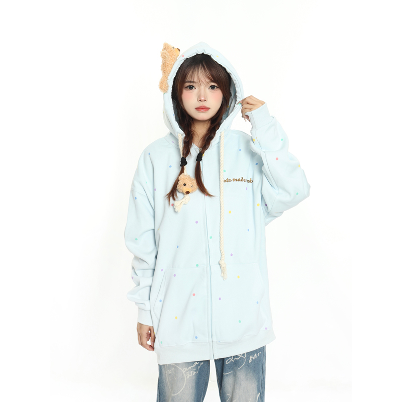 小杭还没吃饱可爱小熊波点外套潮