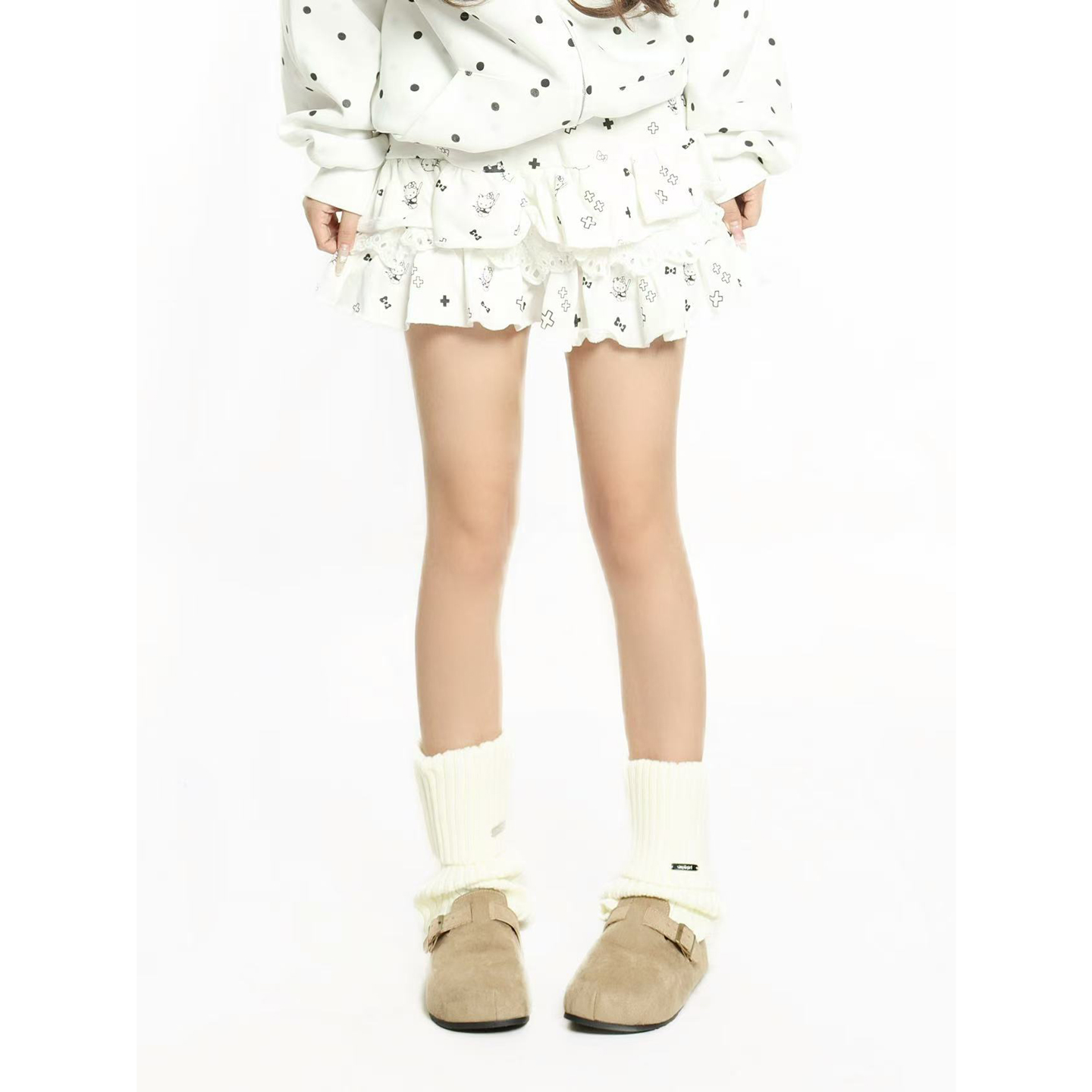 原创甜酷小猫拼接蕾丝蛋糕裙女潮