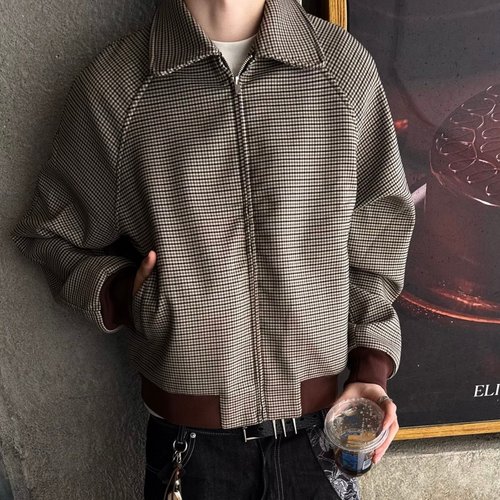 英伦皇家插肩威尔亲王千鸟格夹克