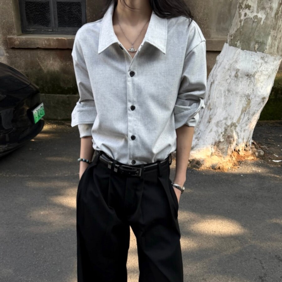 RTIMF 迪木尔风亚麻彩纱斑点全包边衬衫正肩合身长袖衬衣通勤优雅