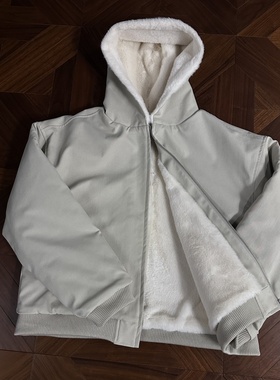 RTIMFD 极简仿兔毛座山雕棉服雾面加厚外套男棉夹克一件过冬1500g