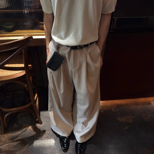 剑道双褶西裤打褶优雅条西裤