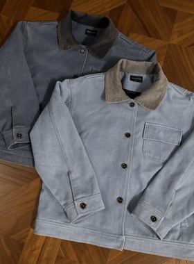 RTIMFD 冰川蓝底特律水洗帆布夹克 cleanfit炒盐做旧短宽Boxy外套